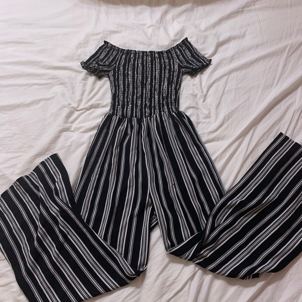 Black/white maxi romper